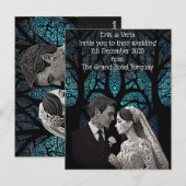 Mooi bruidspaar op een blauwe Boom des Levens Briefkaart (Voorkant / Achterkant)