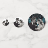 Mooi bruidspaar op een blauwe Boom des Levens Confetti (Voorkanten)