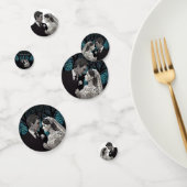 Mooi bruidspaar op een blauwe Boom des Levens Confetti (Groep)