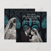 Mooi bruidspaar op een blauwe Boom des Levens Kaart (Voorkant / Achterkant)