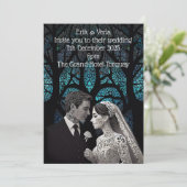 Mooi bruidspaar op een blauwe Boom des Levens Kaart (Staand voorkant)