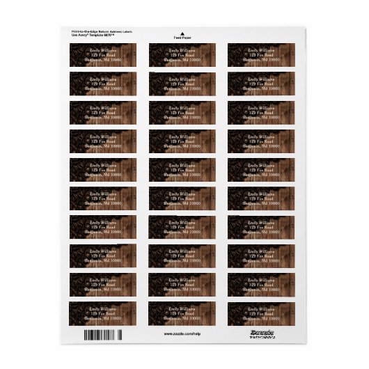 Mooi bruin hout en faux kant etiket (Full Sheet)