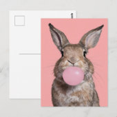 Mooi bruin konijn kauwen bubble gum briefkaart (Voorkant / Achterkant)