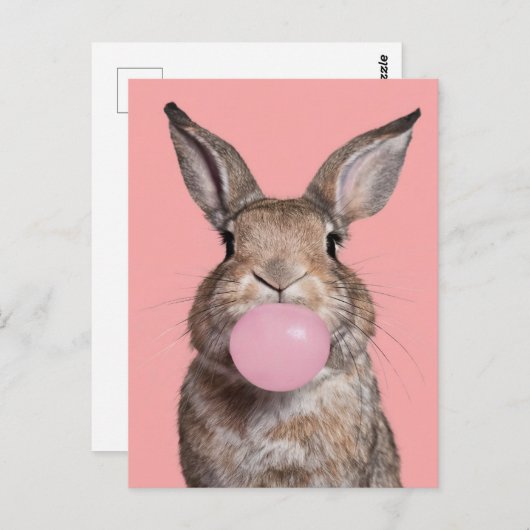 Mooi bruin konijn kauwen bubble gum briefkaart (Voorkant / Achterkant)