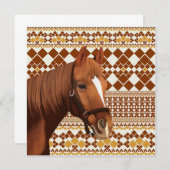 Mooi bruin paard op aards geometrisch patroon (Voorkant / Achterkant)