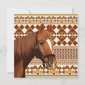 Mooi bruin paard op aards geometrisch patroon (Voorkant)