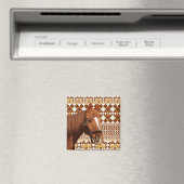 Mooi bruin paard op aards geometrisch patroon magneet (Insitu (Vaatwasser))