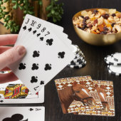 Mooi bruin paard op aards geometrisch patroon pokerkaarten (Insitu)