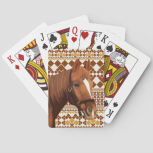 Mooi bruin paard op aards geometrisch patroon pokerkaarten