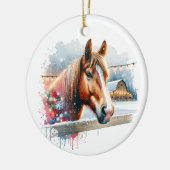 Mooi bruin paard op Boerderij Keramisch Ornament (Links)