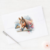 Mooi bruin paard op Boerderij Ronde Sticker (Envelop)