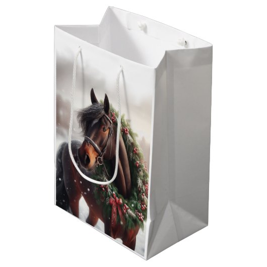 Mooi Bruin Paard Ruitersport Dierenliefde Medium Cadeauzakje (Voorkant Gekanteld)