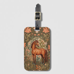 Mooi bruin paard William Morris Geïnspireerd Bagagelabel