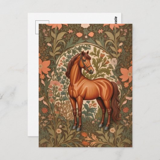 Mooi bruin paard William Morris Geïnspireerd Briefkaart (Voorkant / Achterkant)