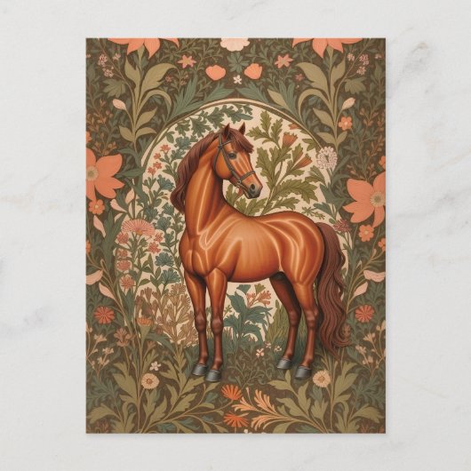 Mooi bruin paard William Morris Geïnspireerd Briefkaart (Voorkant)