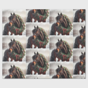 Mooi Bruin Wit Paard Ruitersport Dierenliefde Cadeaupapier