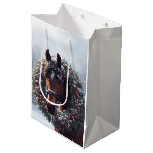 Mooi Bruin Wit Paard Ruitersport Dierenliefde Medium Cadeauzakje (Voorkant Gekanteld)