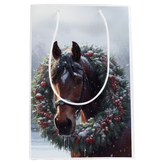 Mooi Bruin Wit Paard Ruitersport Dierenliefde Medium Cadeauzakje (Voorkant)