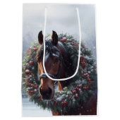 Mooi Bruin Wit Paard Ruitersport Dierenliefde Medium Cadeauzakje (Achterkant)