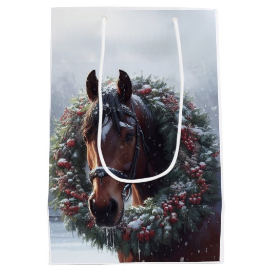 Mooi Bruin Wit Paard Ruitersport Dierenliefde Medium Cadeauzakje (Achterkant)