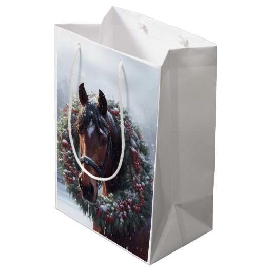 Mooi Bruin Wit Paard Ruitersport Dierenliefde Medium Cadeauzakje (Achterkant Gekanteld)
