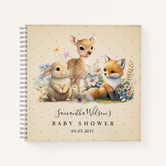 Mooi Bunny Deer Fox Baby shower Gastenboek Notitieboek (Voorkant)
