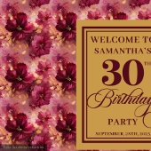 Mooi Burgundy Blush Goud Boho 30e Verjaardag Wandkleed