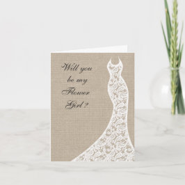 Mooi Burlap word je mijn Bloemenmeisje Kaart.