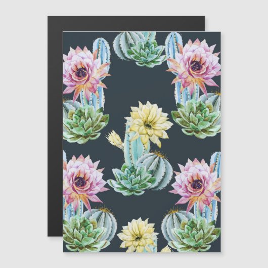 Mooi Cactus-patroon Magnetische Uitnodiging (Voorkant / Achterkant)