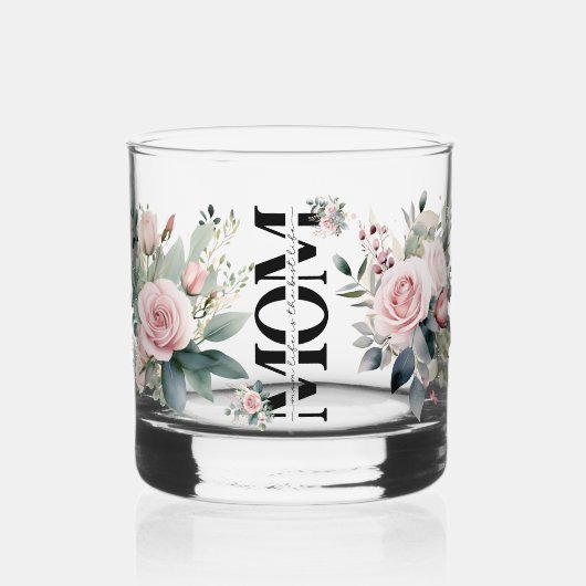 Mooi cadeau voor moeder Waterverf blush Rozen Whisky Glas (Voorkant)