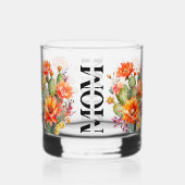 Mooi cadeau voor moeder Waterverf cactus bloemen Whisky Glas (Voorkant)