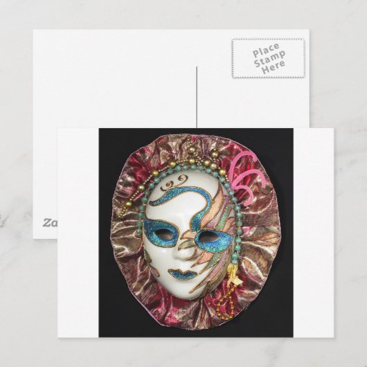 Mooi carnavalemmasker briefkaart (Voorkant / Achterkant)