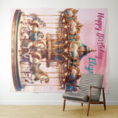 Mooi carousselpaard hangend verjaardagsdecor wandkleed (In Situ (horizontaal))