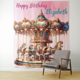 Mooi carousselpaard hangend verjaardagsdecor wandkleed