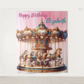 Mooi carousselpaard hangend verjaardagsdecor wandkleed (Voorkant)