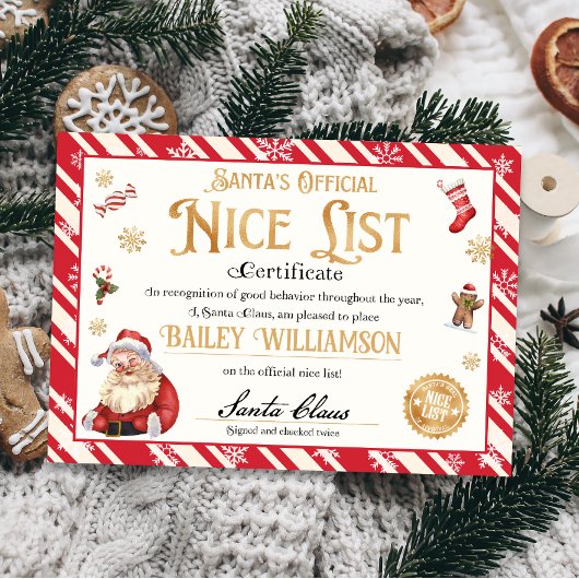 Mooi certificaat van Santa Goedgekeurd Twee keer g Kaart
