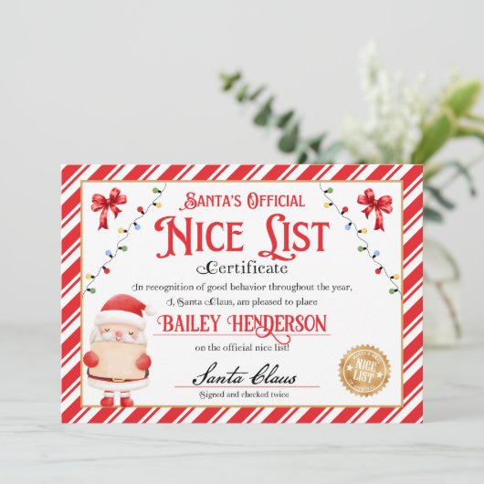 Mooi certificaat van Santa Goedgekeurd Twee keer g Kaart (Staand voorkant)