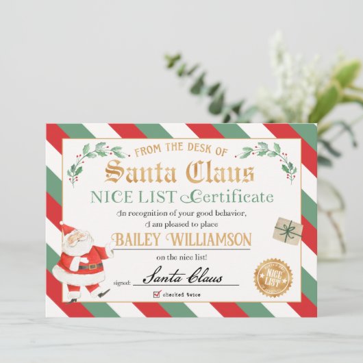 Mooi certificaat van Santa Seal of Approval Kaart (Staand voorkant)