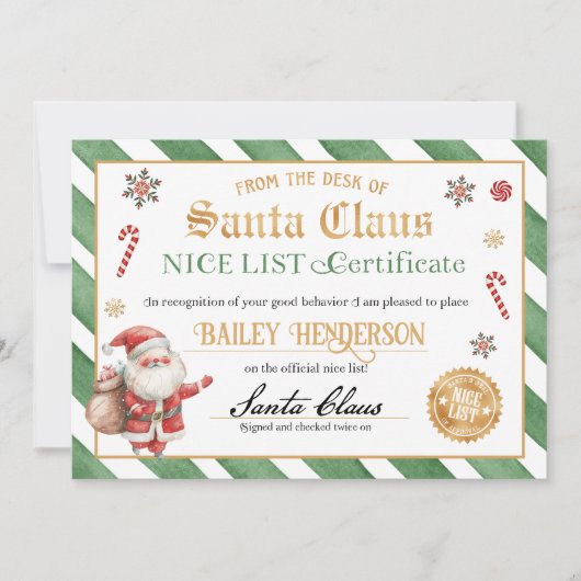 Mooi certificaat van Santa Seal of Approval Kaart (Voorkant)