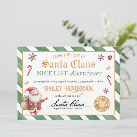 Mooi certificaat van Santa Seal of Approval Kaart (Staand voorkant)