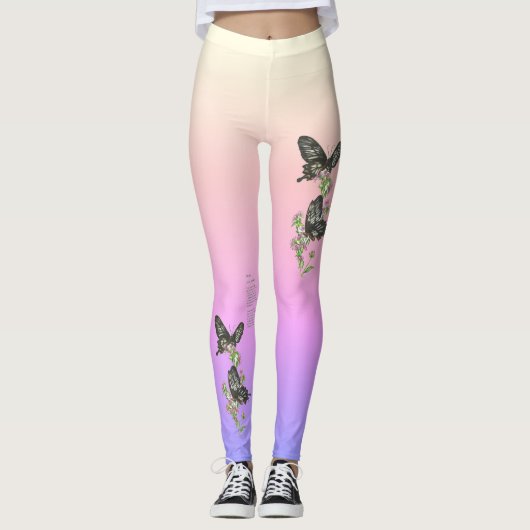 Mooi Ceylon Roos Bedreigde Vlinder Leggings (Voorkant)
