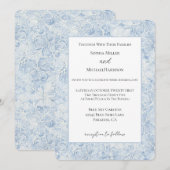 Mooi Chic Blauw Witte Bloemen Bruiloft Kaart (Voorkant / Achterkant)