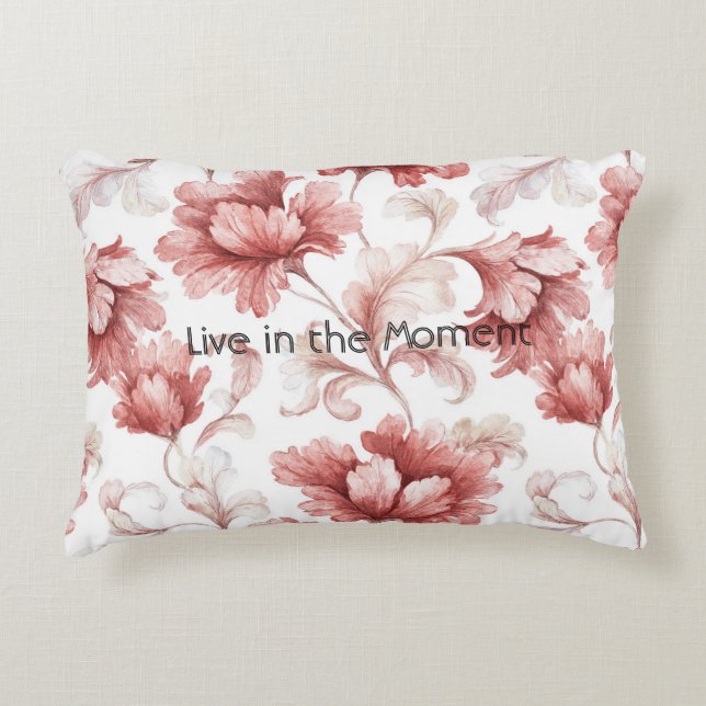 Mooi Chic Rode Bloemen Accent Kussen (Voorkant)