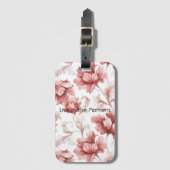 Mooi Chic Rode Bloemen Bagagelabel (Voorkant (verticaal))