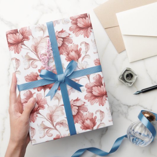 Mooi Chic Rode Bloemen Bruidsfeest Cadeaupapier (Geschenken)