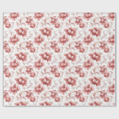 Mooi Chic Rode Bloemen Bruidsfeest Cadeaupapier (Vlak)