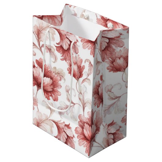 Mooi Chic Rode Bloemen Bruidsfeest Medium Cadeauzakje (Voorkant Gekanteld)