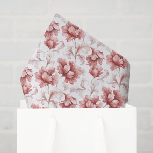 Mooi Chic Rode Bloemen Bruidsfeest Tissuepapier (Cadeauzakje)