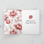 Mooi Chic Rode Bloemen Verjaardag Kaart (Binnen)