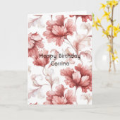 Mooi Chic Rode Bloemen Verjaardag Kaart (Gele Bloem)